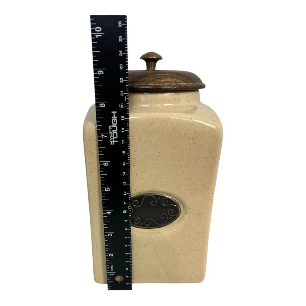 Pier 1 Imports India Rustic Beige Speckled Ceramic Canister